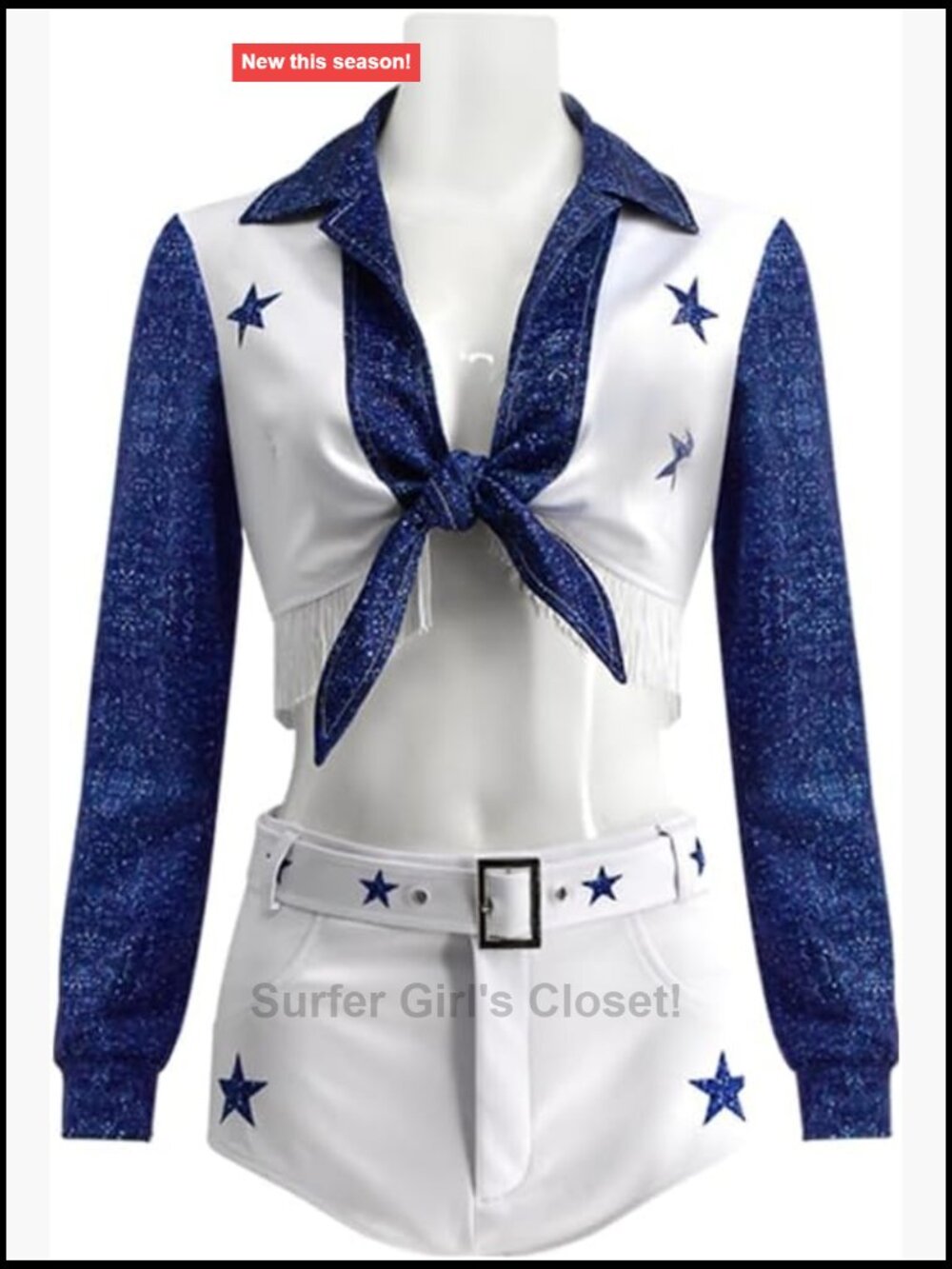 Cowboy Cheerleader Costume Sexy Star Uniform Top Shorts Belt Cosplay